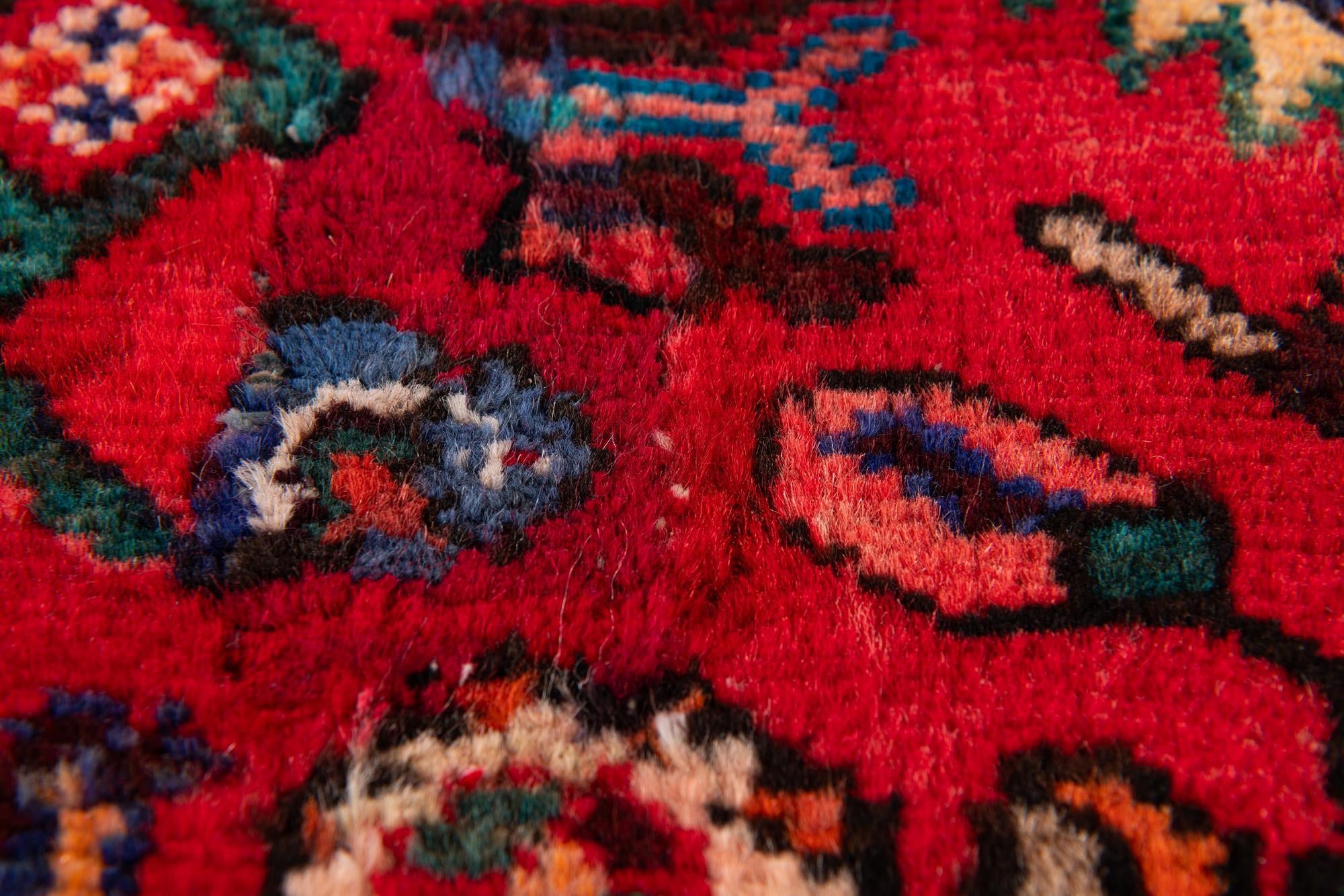 100cm x 390cm Hand Knotted Hamedan Persian Wool Runner Rug