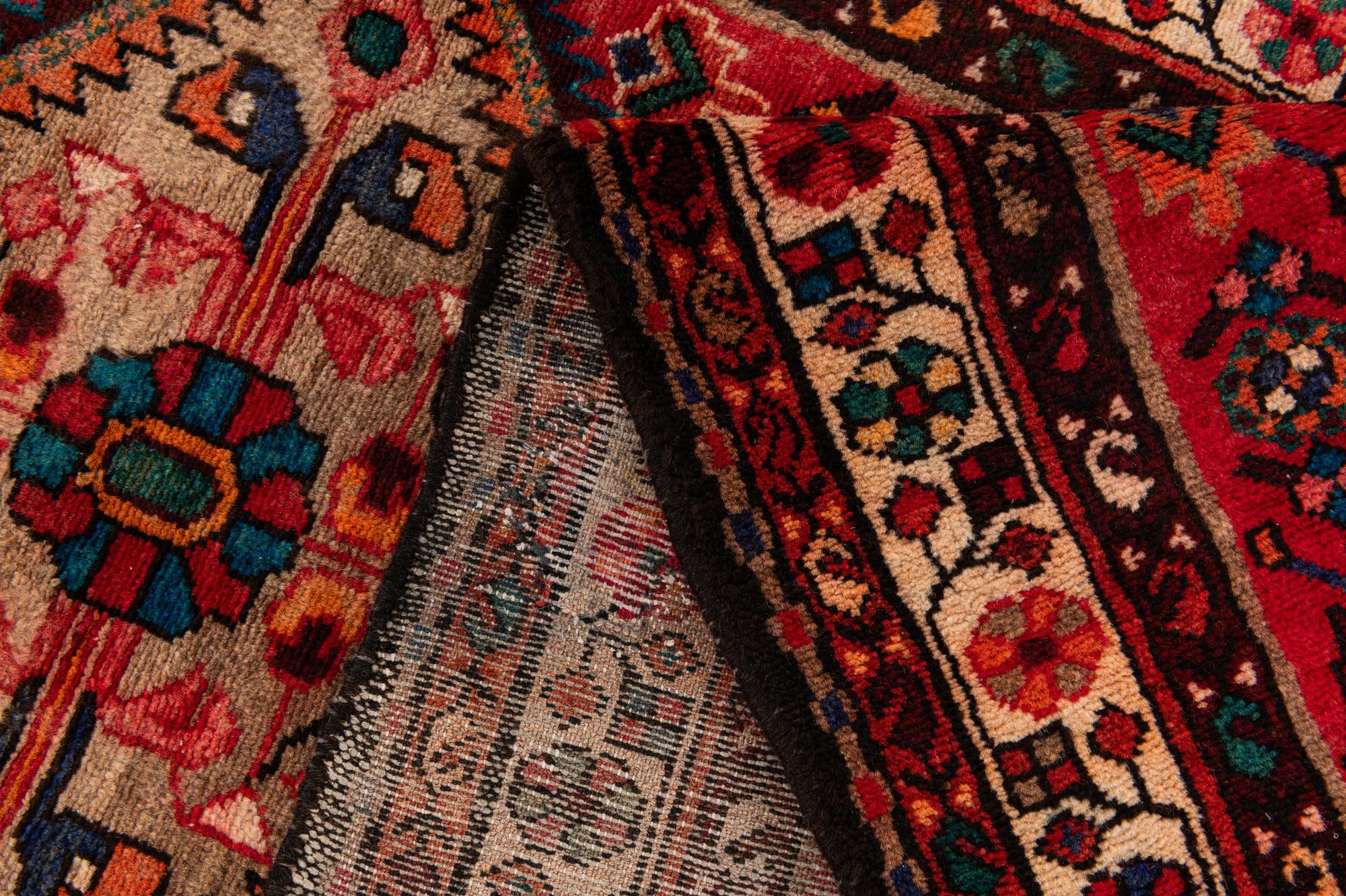 100cm x 390cm Hand Knotted Hamedan Persian Wool Runner Rug