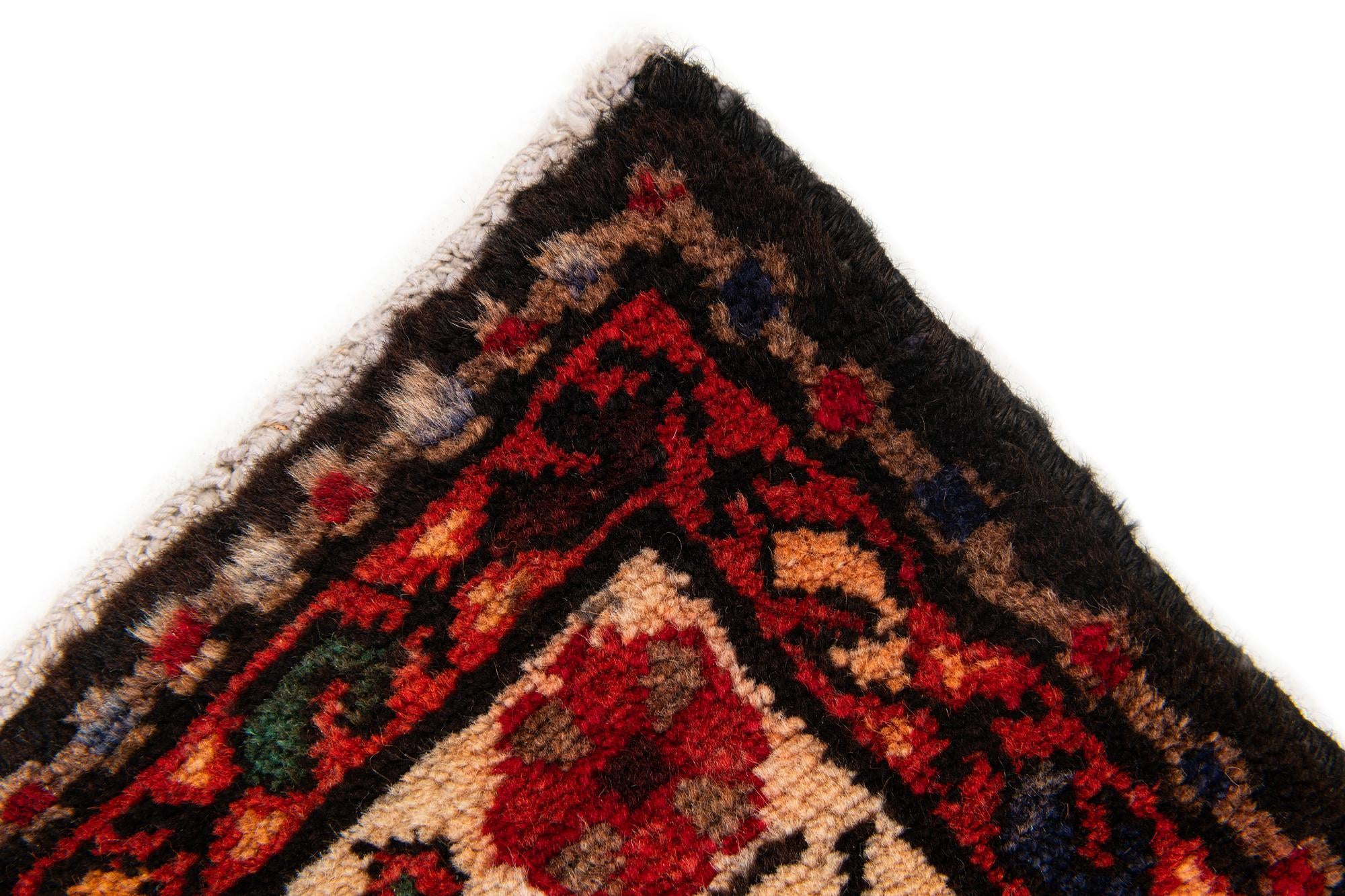 100cm x 390cm Hand Knotted Hamedan Persian Wool Runner Rug