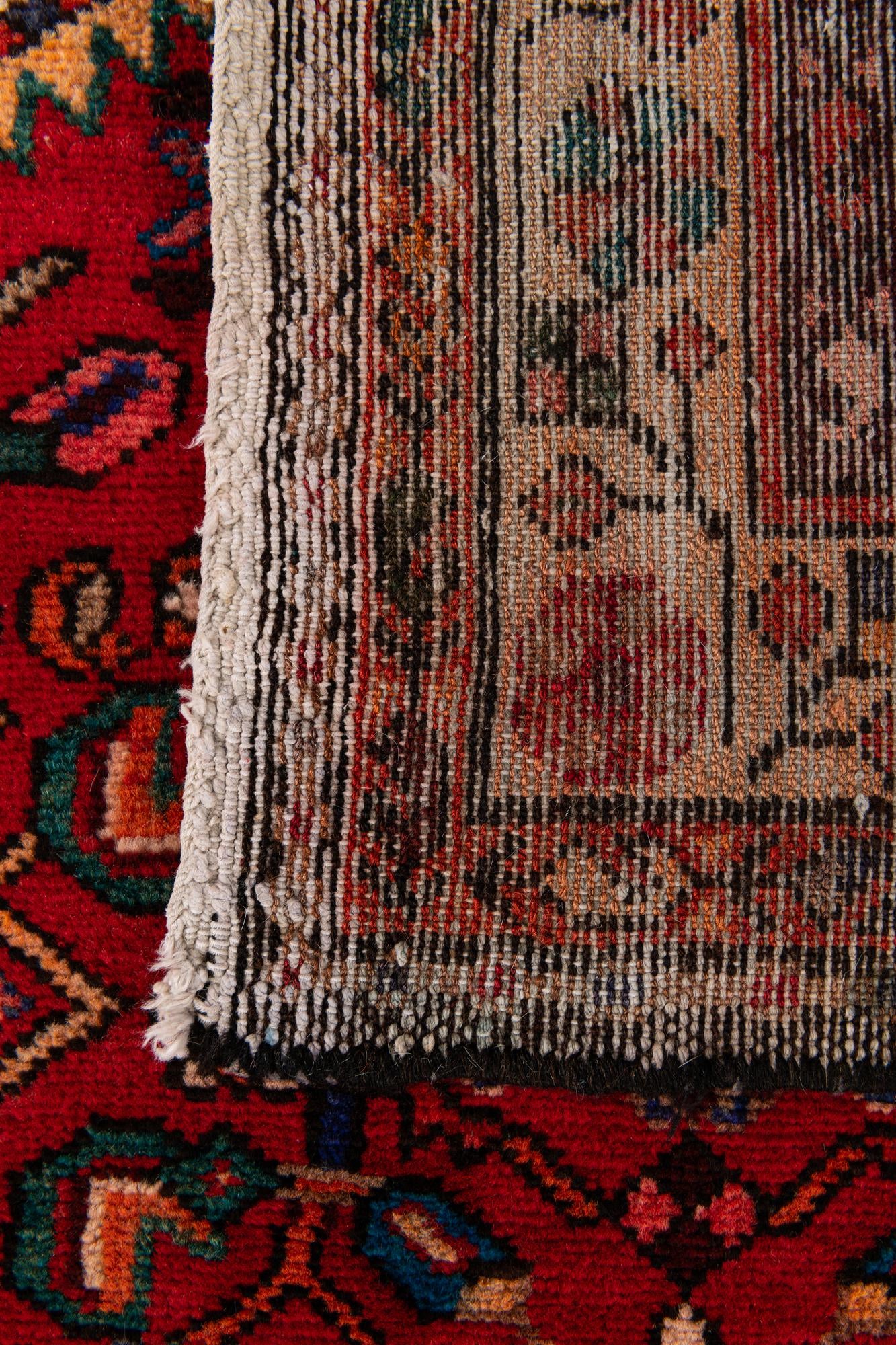 100cm x 390cm Hand Knotted Hamedan Persian Wool Runner Rug
