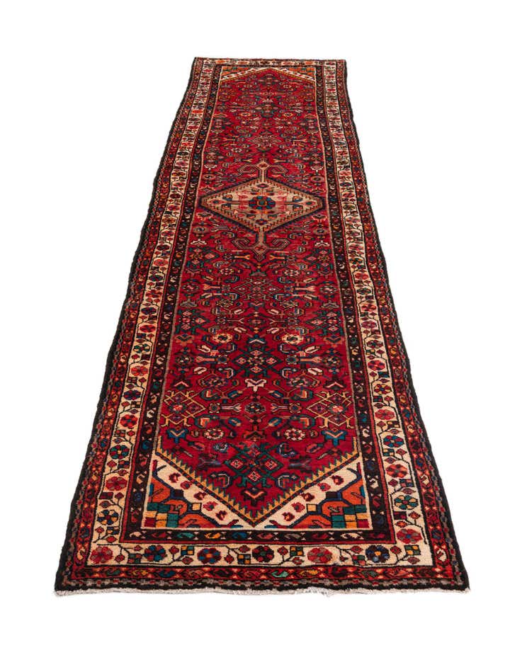 100cm x 390cm anudado a mano Hamedan Alfombra Persa Lana Pasillera