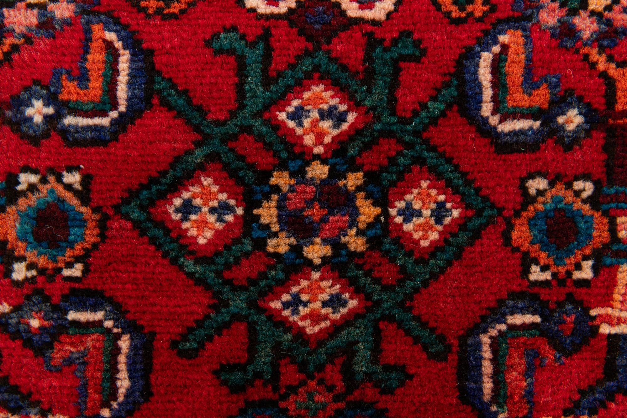 100cm x 390cm Hand Knotted Hamedan Persian Wool Runner Rug