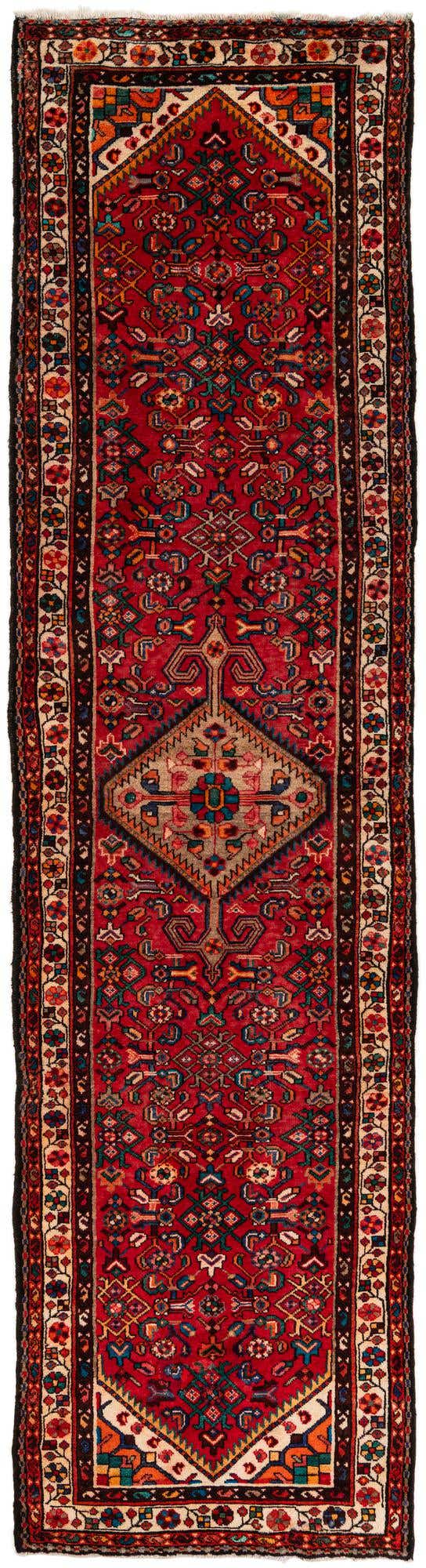 100cm x 390cm anudado a mano Hamedan Alfombra Persa Lana Pasillera