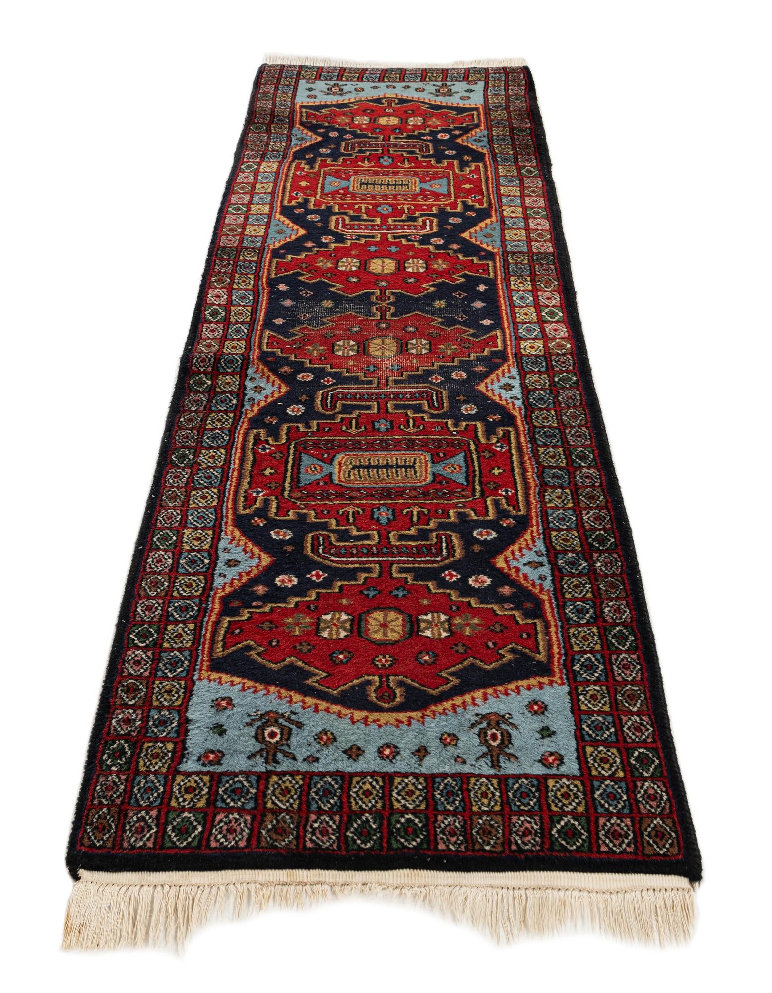 2' 2 x 7' 2 Hand Knotted Hamedan Persian Wool Runner Rug