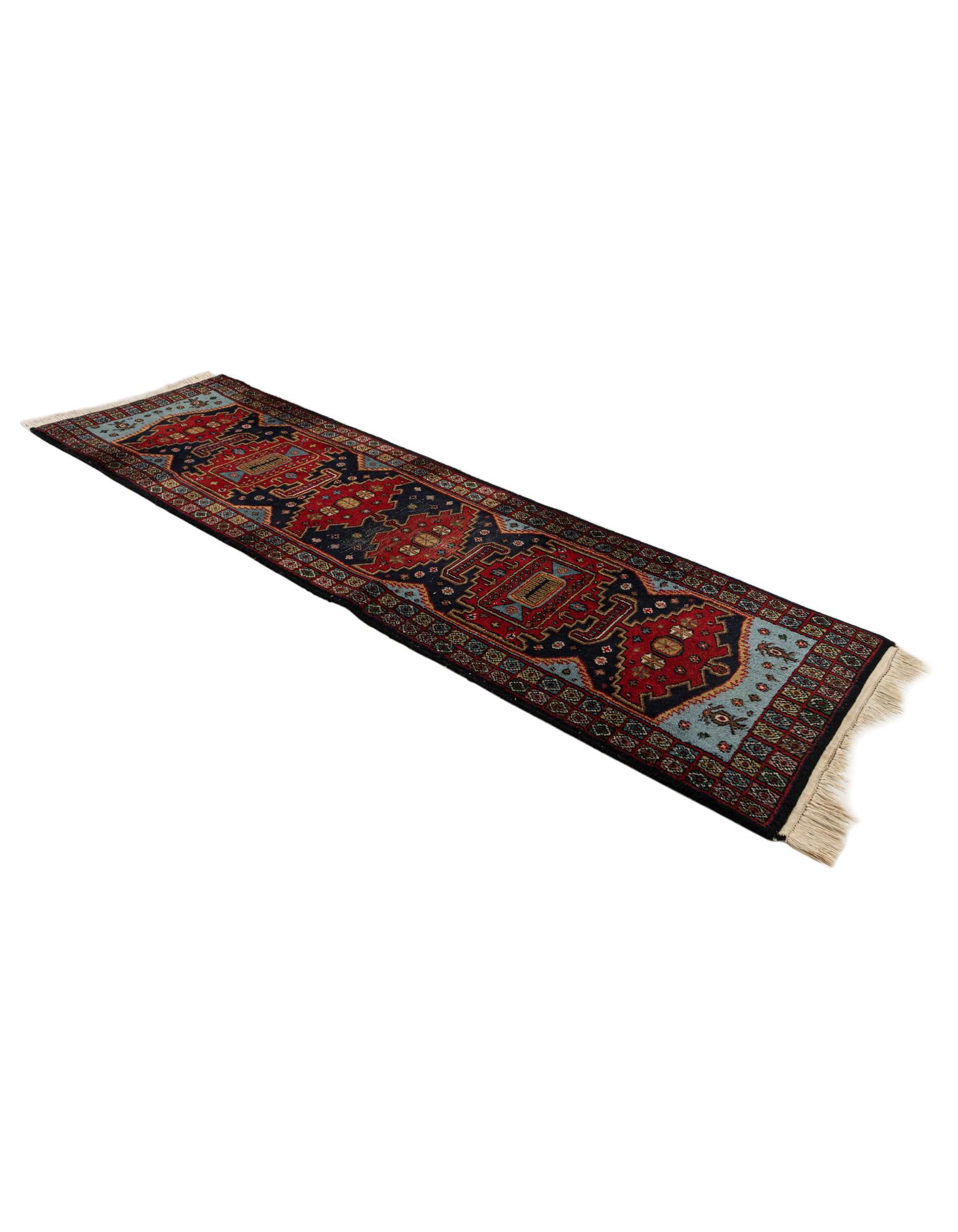 2' 2 x 7' 2 Hand Knotted Hamedan Persian Wool Runner Rug