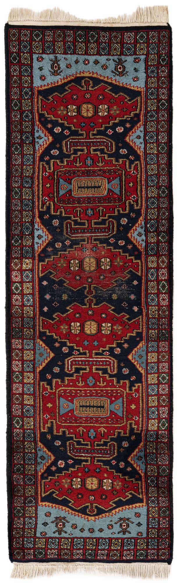 2' 2 x 7' 2 Hand Knotted Hamedan Persian Wool Runner Rug