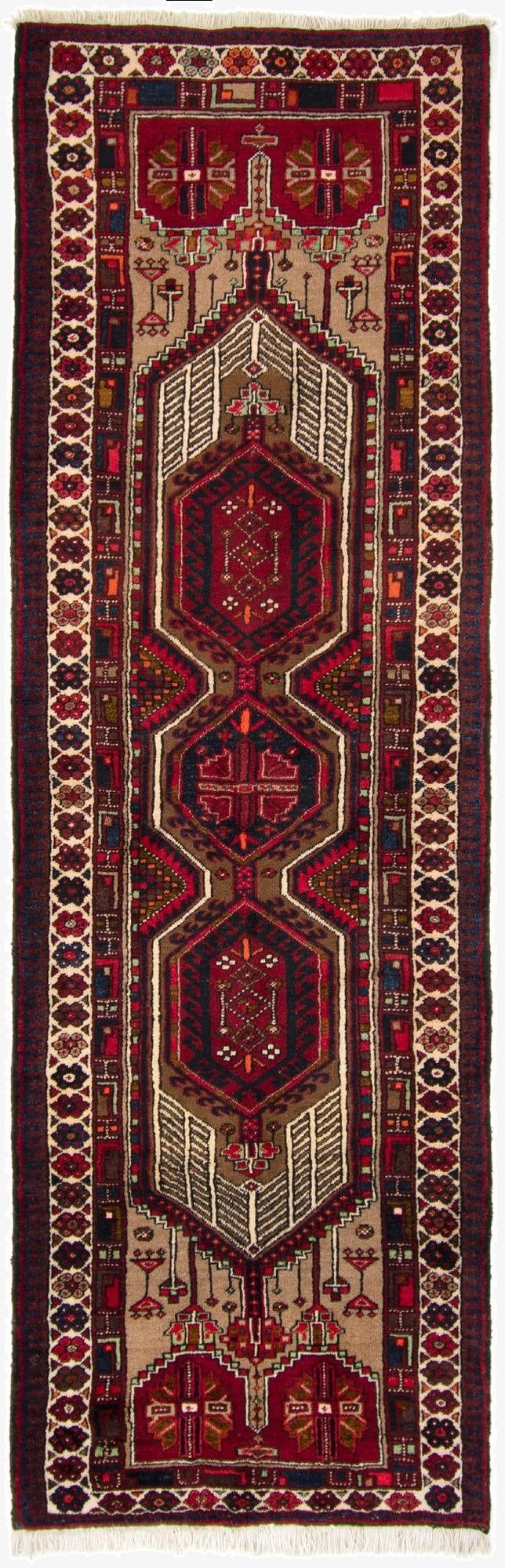 3' 6 x 11' 2  Hand Knotted Hamedan Persian Runner Rug