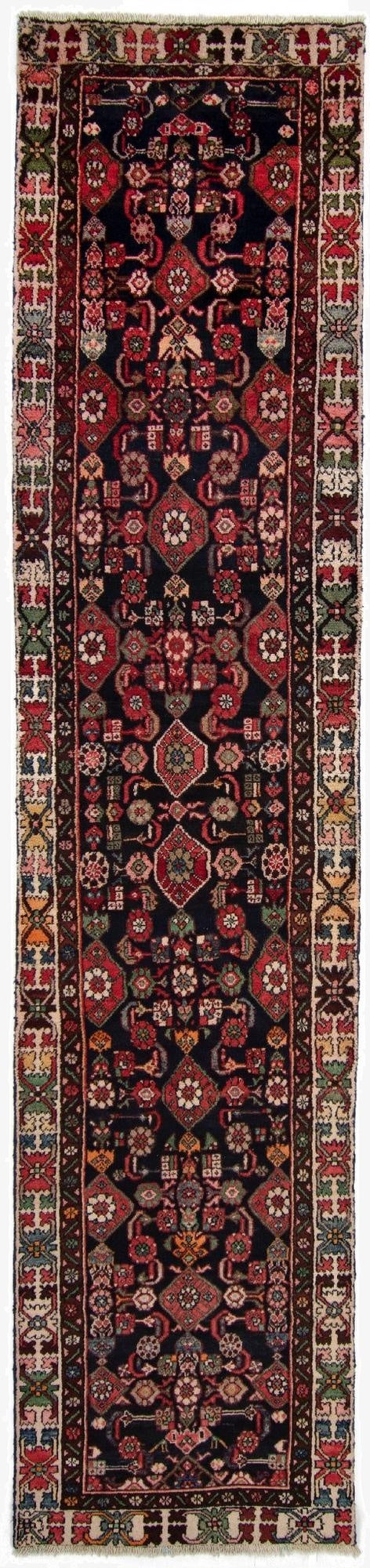2' 11 x 9' 7  Hand Knotted Hamedan Persian Runner Rug