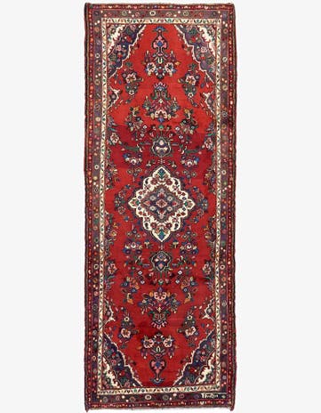 3' 8 x 10' Hand Knotted Hamedan Persian Wool Runner Rug