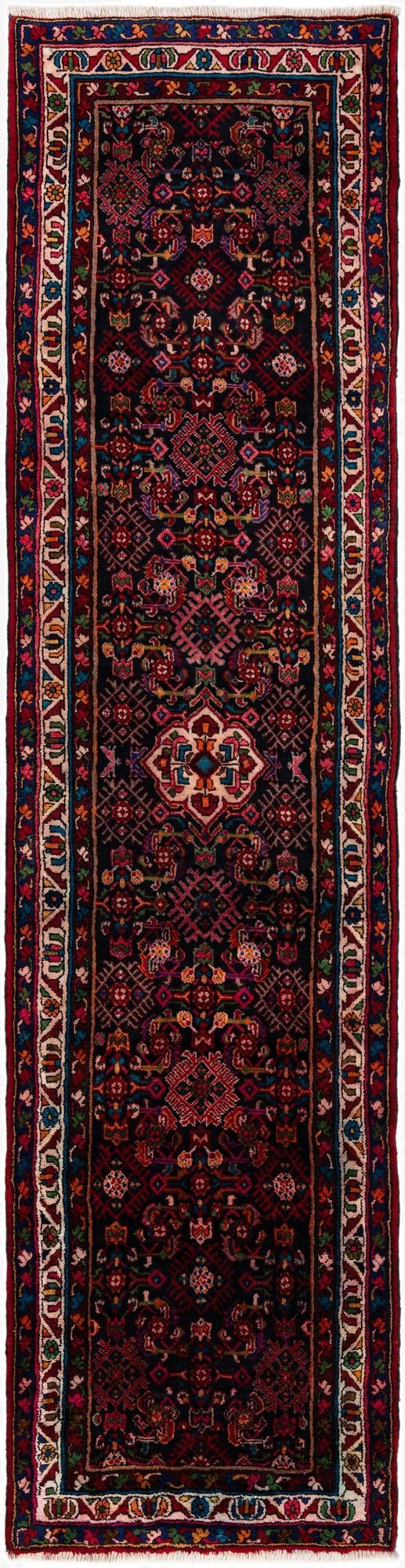 105cm x 395cm  Hand Knotted Hamedan Persian Wool Runner Rug