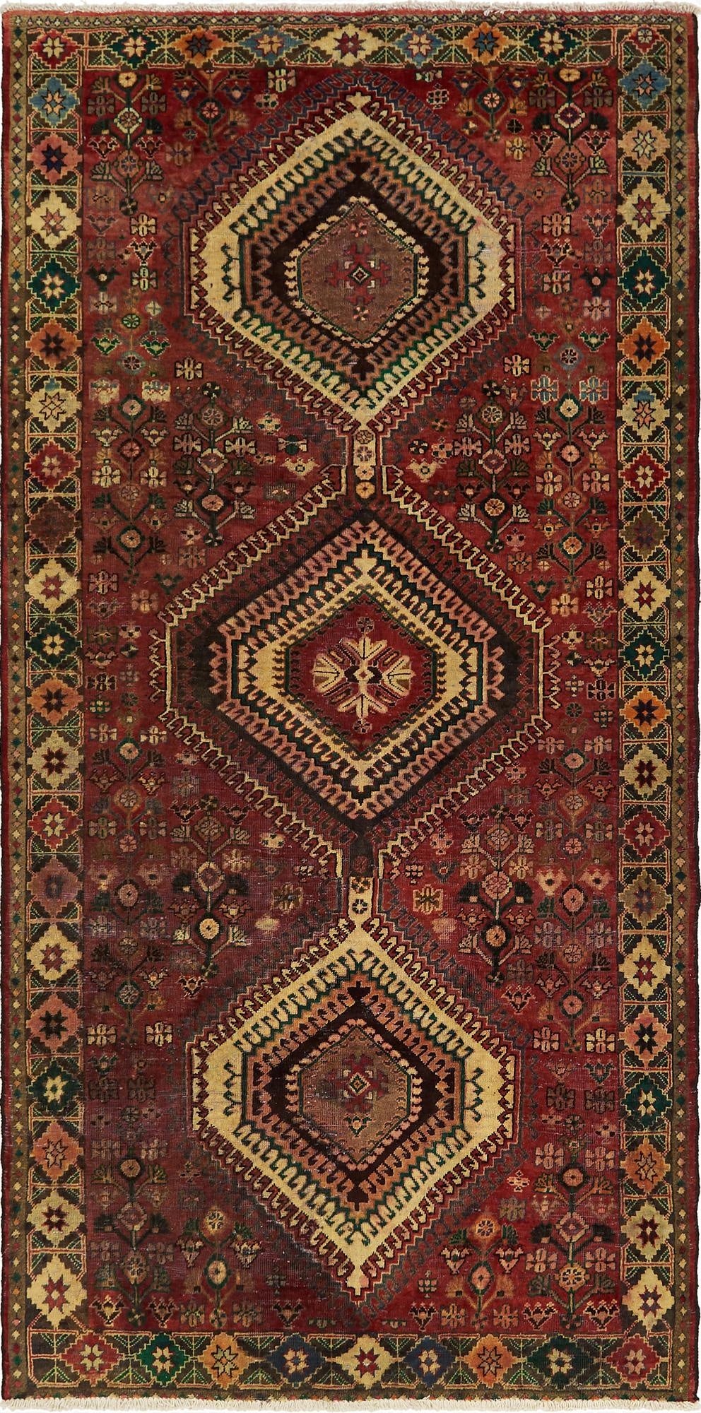 5' x 10' 3  Hand Knotted Hamedan Persian Wool Runner Rug