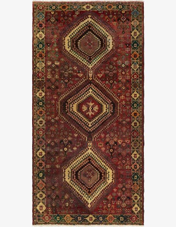 5' x 10' 3 Hand Knotted Hamedan Persian Wool Runner Rug