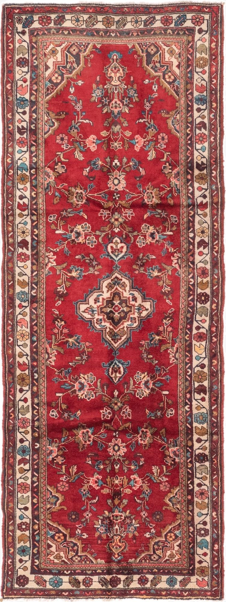 3' 7 x 10'  Hand Knotted Hamedan Persian Wool Runner Rug