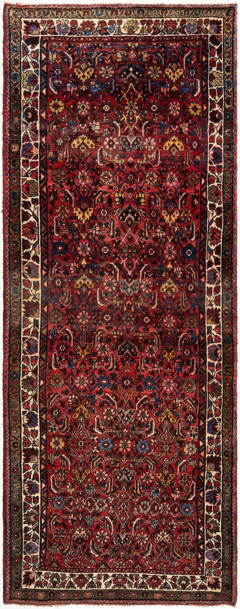 4' 1 x 10' Hamedan Wool Runner Rug