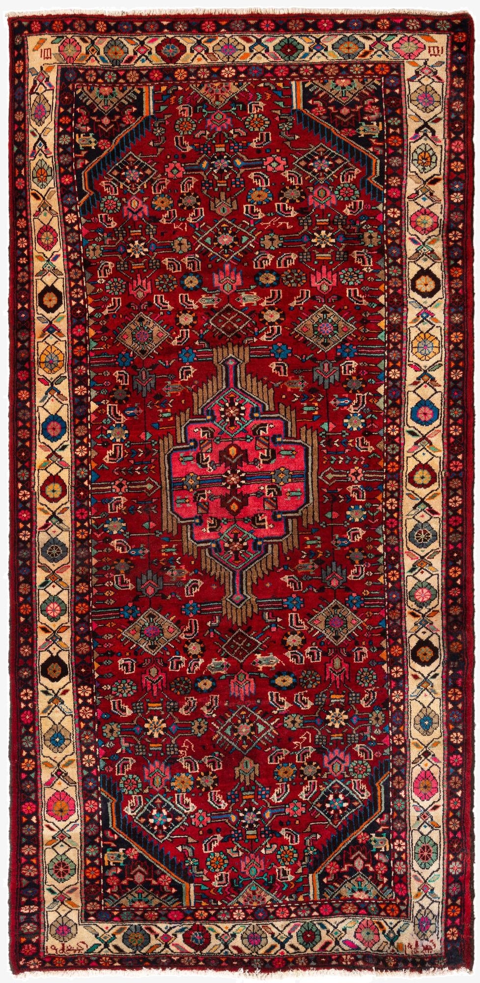 4' 11 x 9' 10 Hamedan Wool Runner Rug