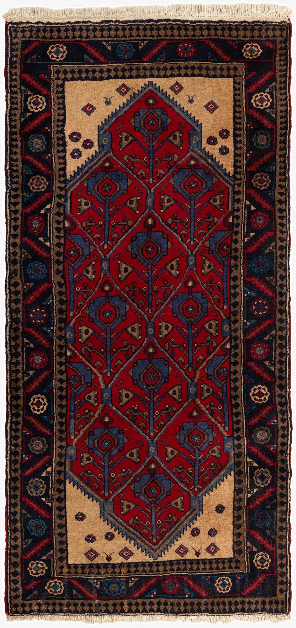 2' 11 x 6' 6  Hand Knotted Hamedan Persian Wool Runner Rug