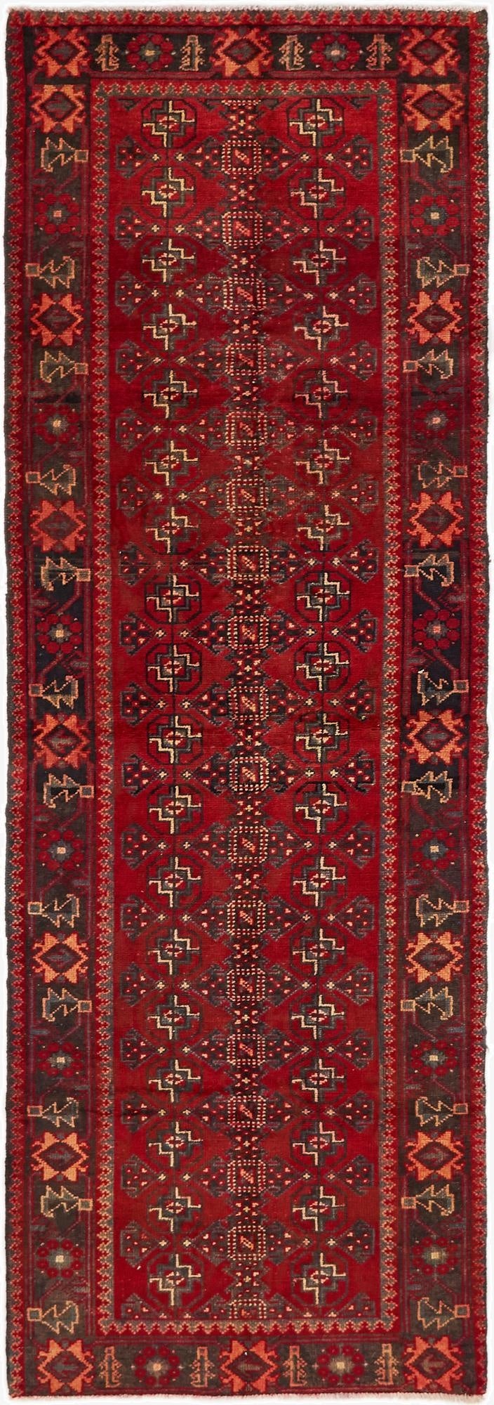 3' 6 x 10' 5  Hand Knotted Hamedan Persian Wool Runner Rug