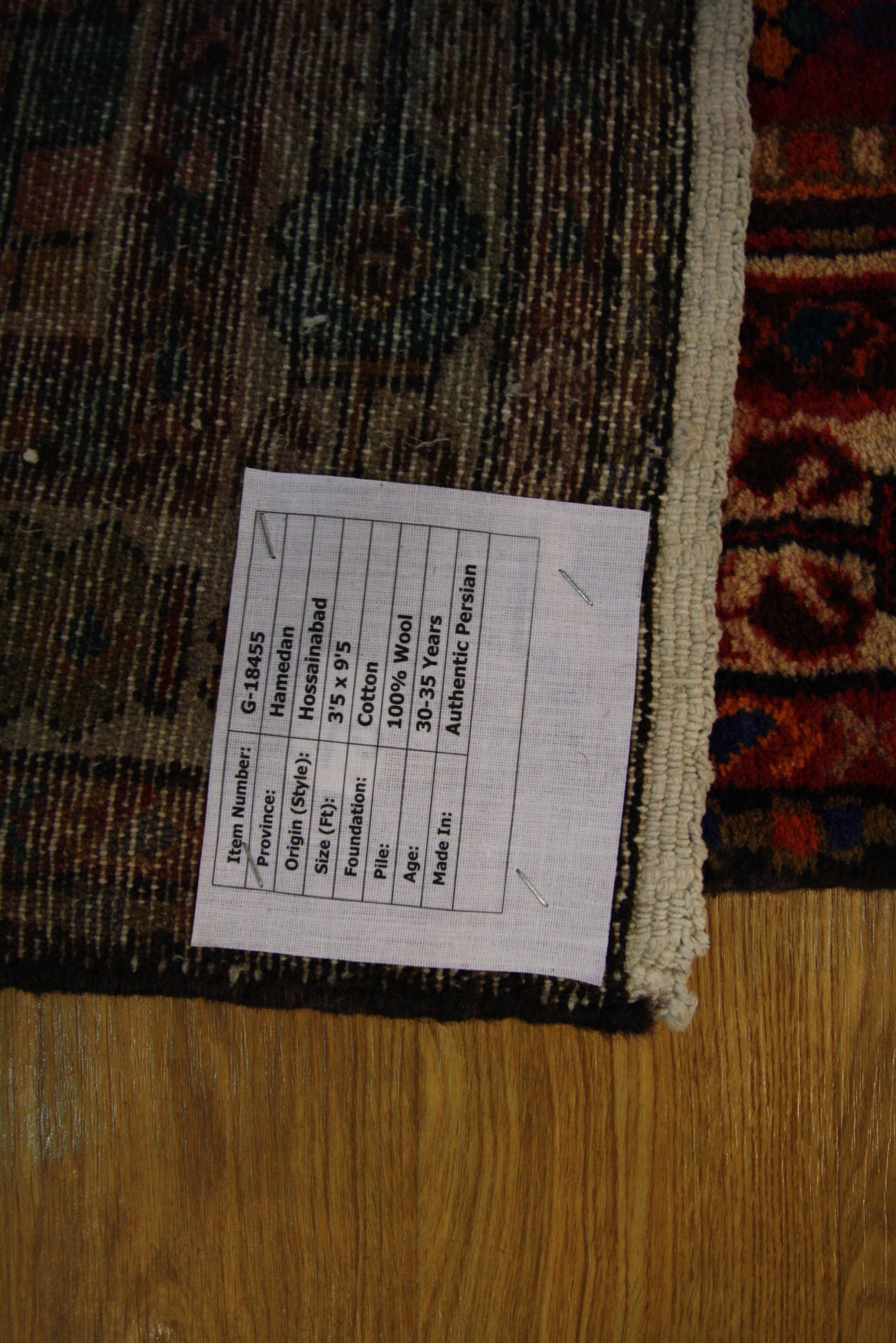 3' 5 x 9' 5 Hand Knotted Hossainabad Persian Wool Runner Rug