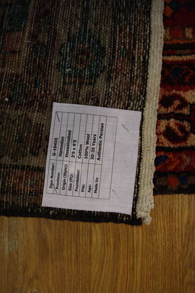3' 5 x 9' 5 Hand Knotted Hossainabad Persian Wool Runner Rug