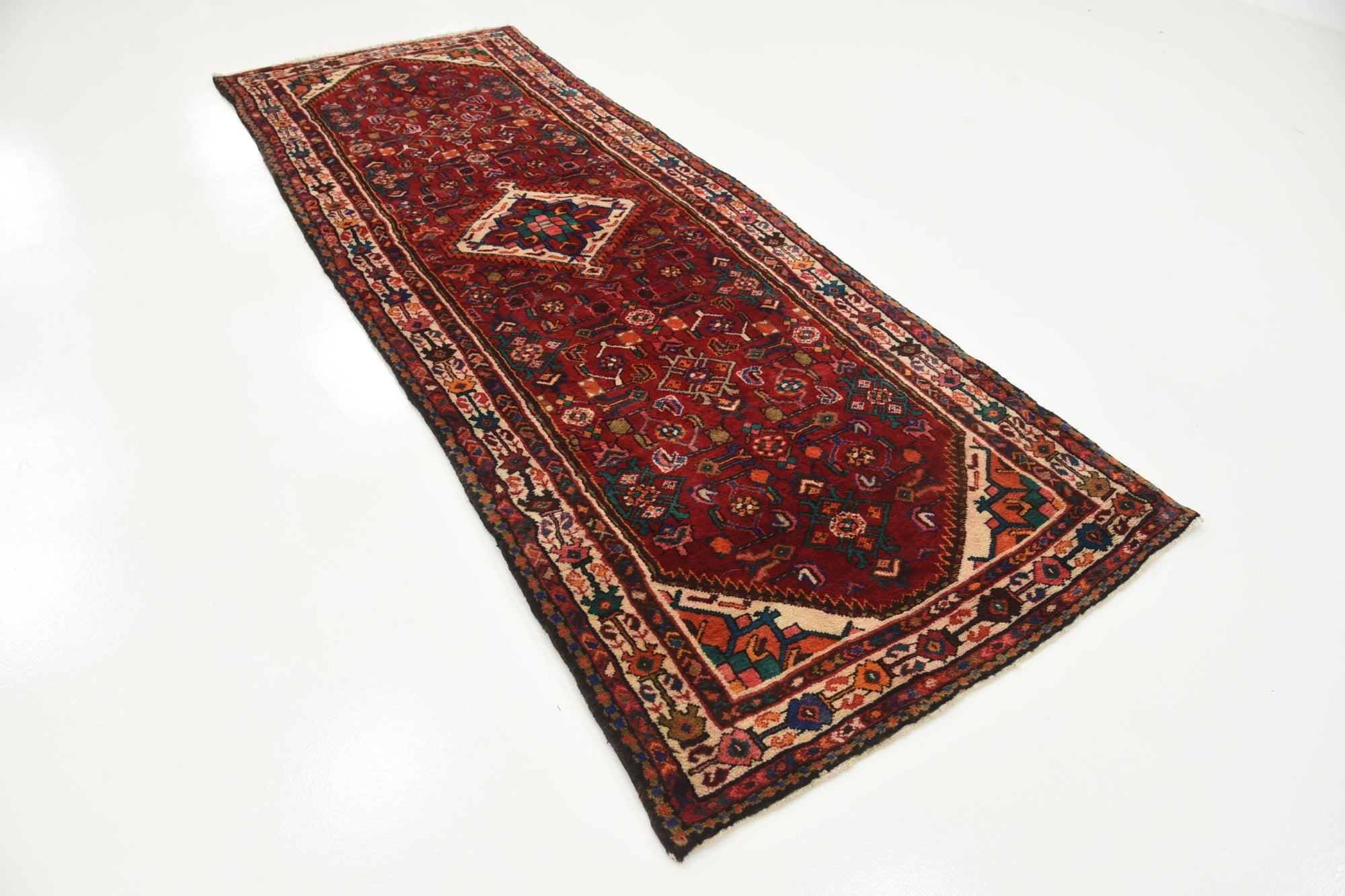 3' 5 x 9' 5 Hand Knotted Hossainabad Persian Wool Runner Rug