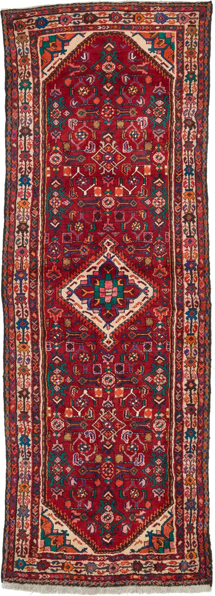 3' 5 x 9' 5 Hand Knotted Hossainabad Persian Wool Runner Rug