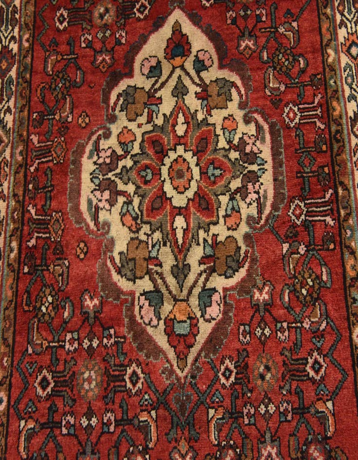 Detail image of 4' 4 x 11'  Hand Knotted Hossainabad Persian Wool Runner Rug