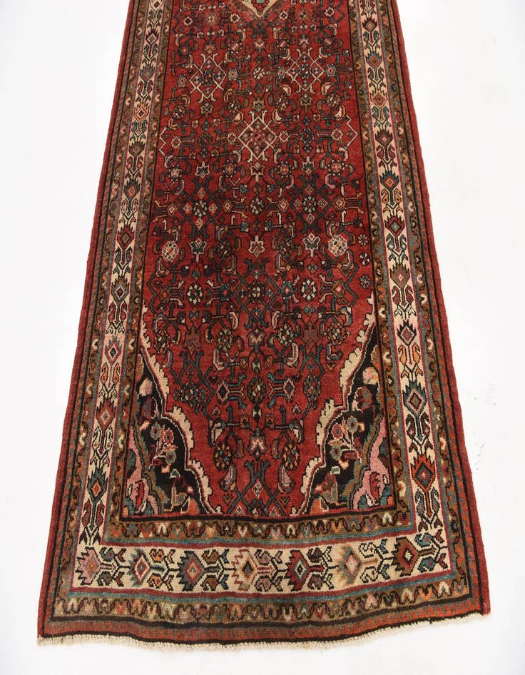 Detail image of 4' 4 x 11'  Hand Knotted Hossainabad Persian Wool Runner Rug