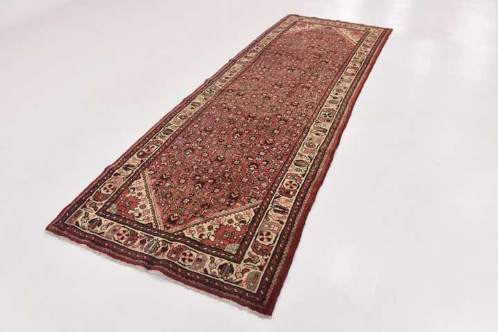 3' 10 x 10' 6 Hand Knotted Hossainabad Persian Wool Runner Rug
