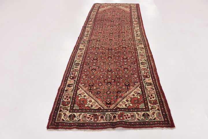 3' 10 x 10' 6 Hand Knotted Hossainabad Persian Wool Runner Rug