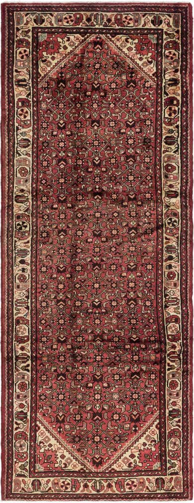 3' 10 x 10' 6 Hand Knotted Hossainabad Persian Wool Runner Rug