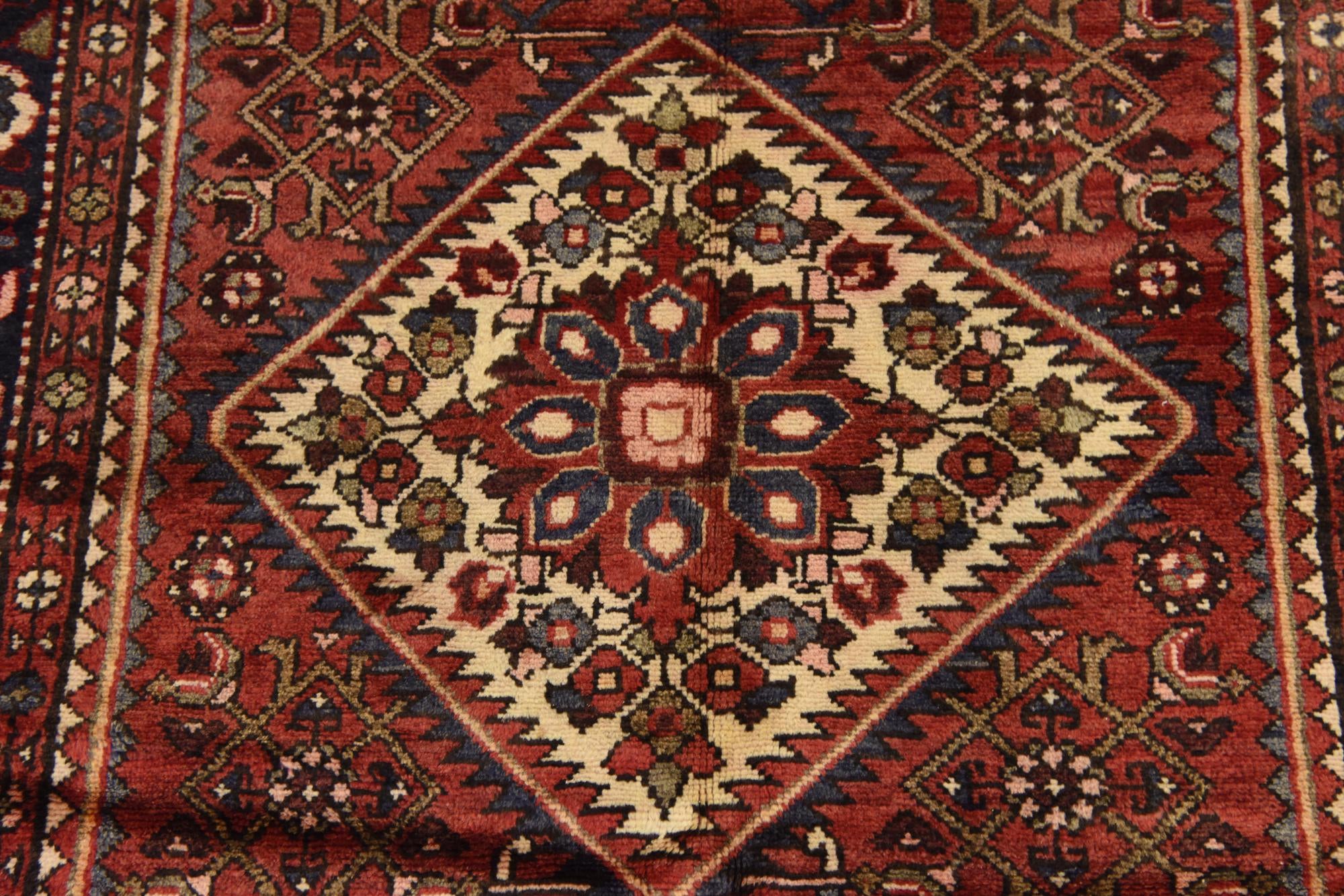 3' 9 x 10' 2 Hand Knotted Hossainabad Persian Wool Runner Rug