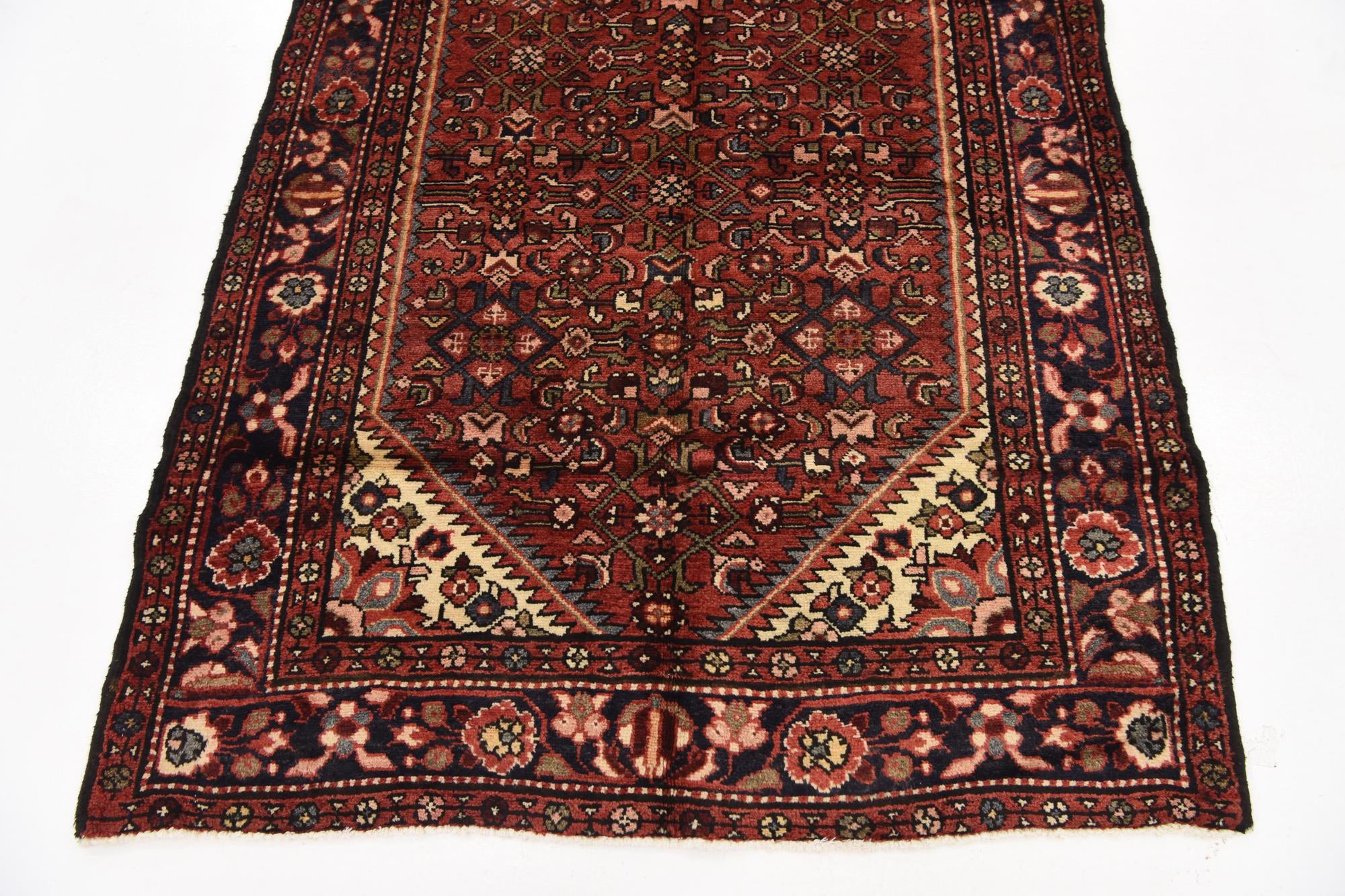 3' 9 x 10' 2 Hand Knotted Hossainabad Persian Wool Runner Rug
