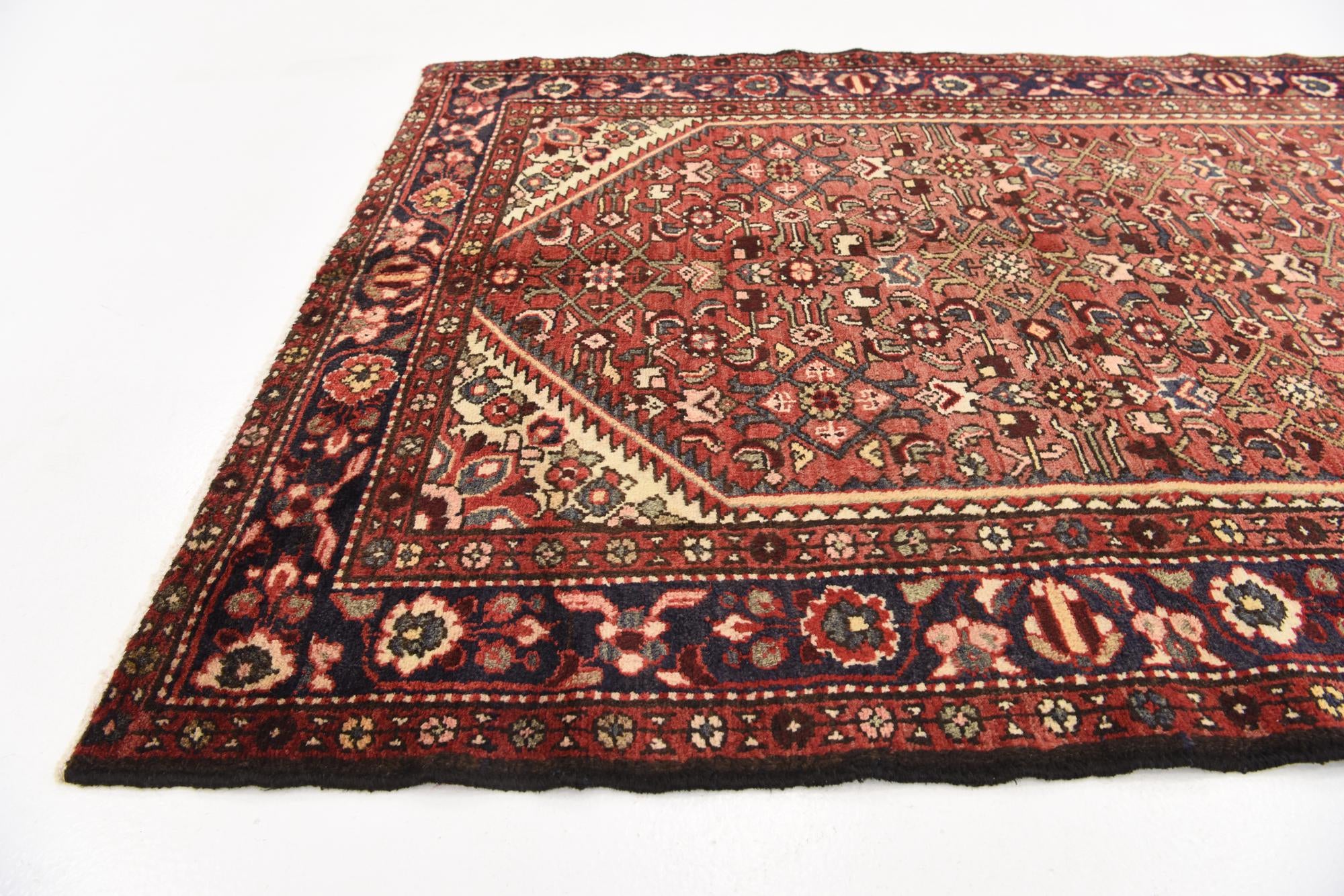 3' 9 x 10' 2 Hand Knotted Hossainabad Persian Wool Runner Rug