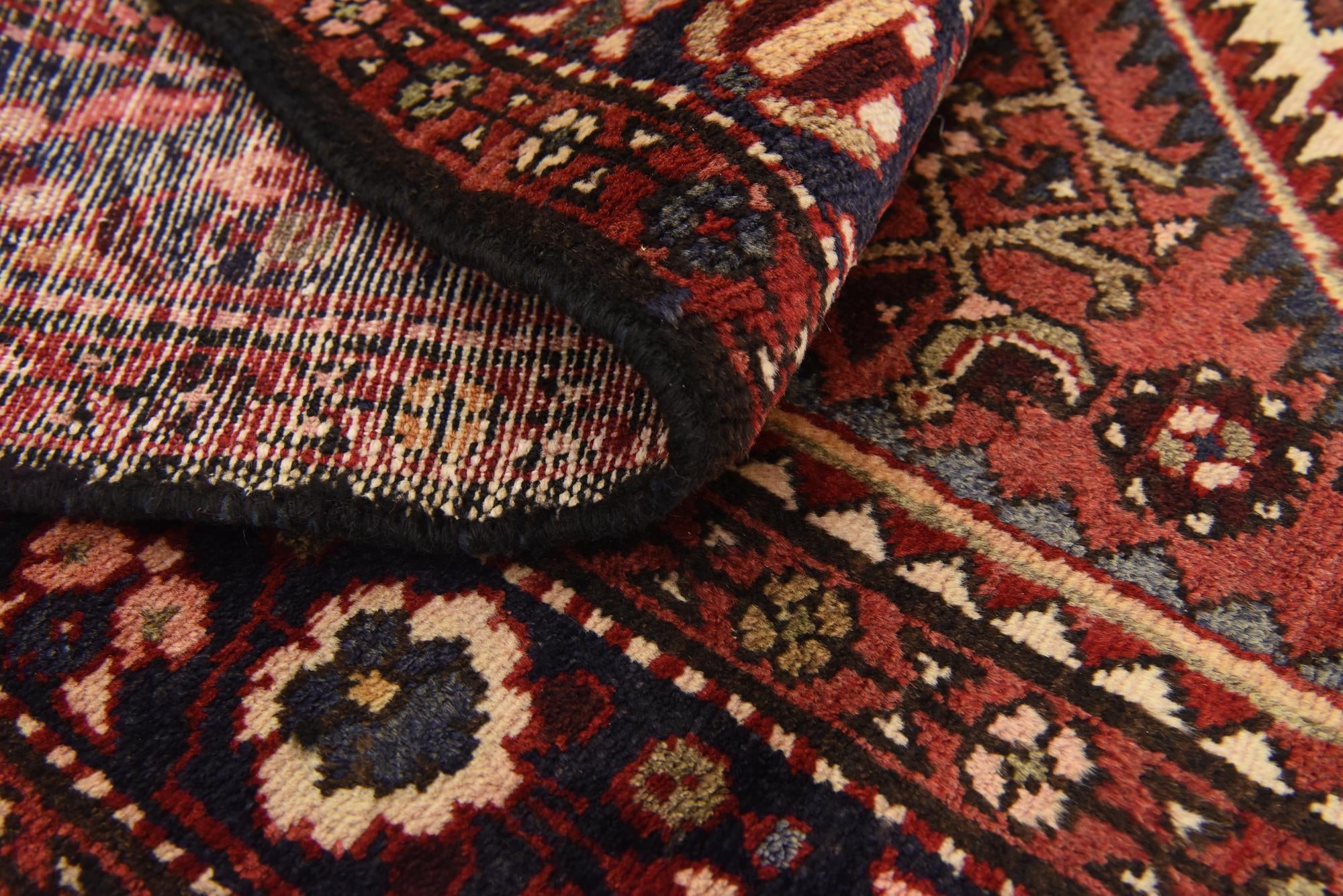 3' 9 x 10' 2 Hand Knotted Hossainabad Persian Wool Runner Rug