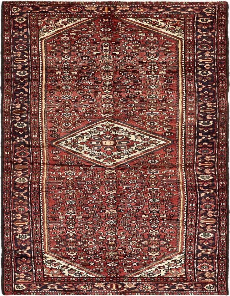 Detail image of 3' 9 x 10' 2 Hand Knotted Hossainabad Persian Wool Runner Rug
