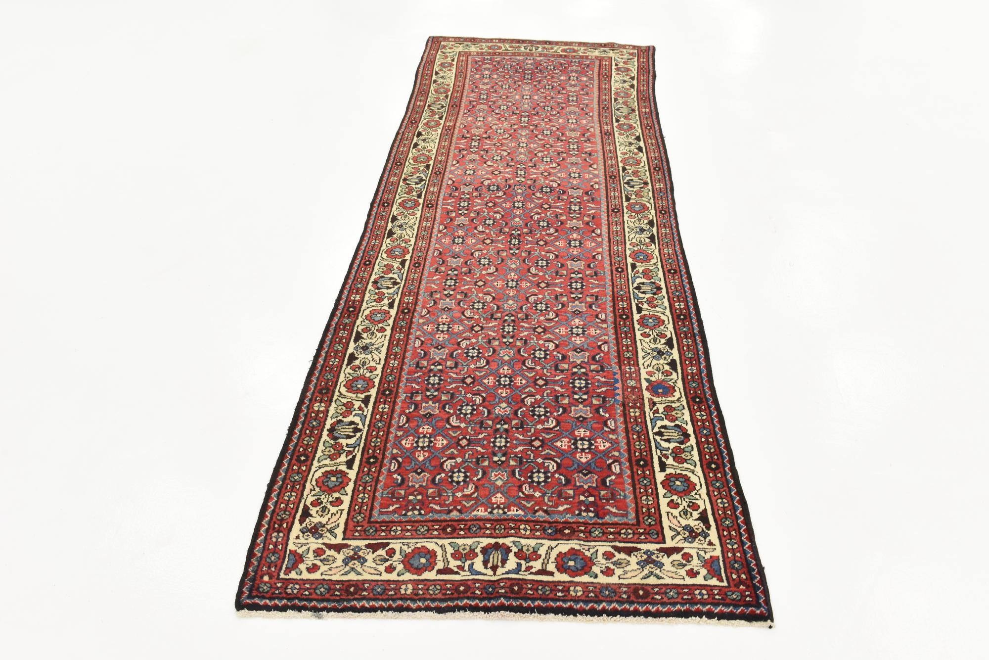 3' 6 x 9' 6 Hand Knotted Hossainabad Persian Wool Runner Rug