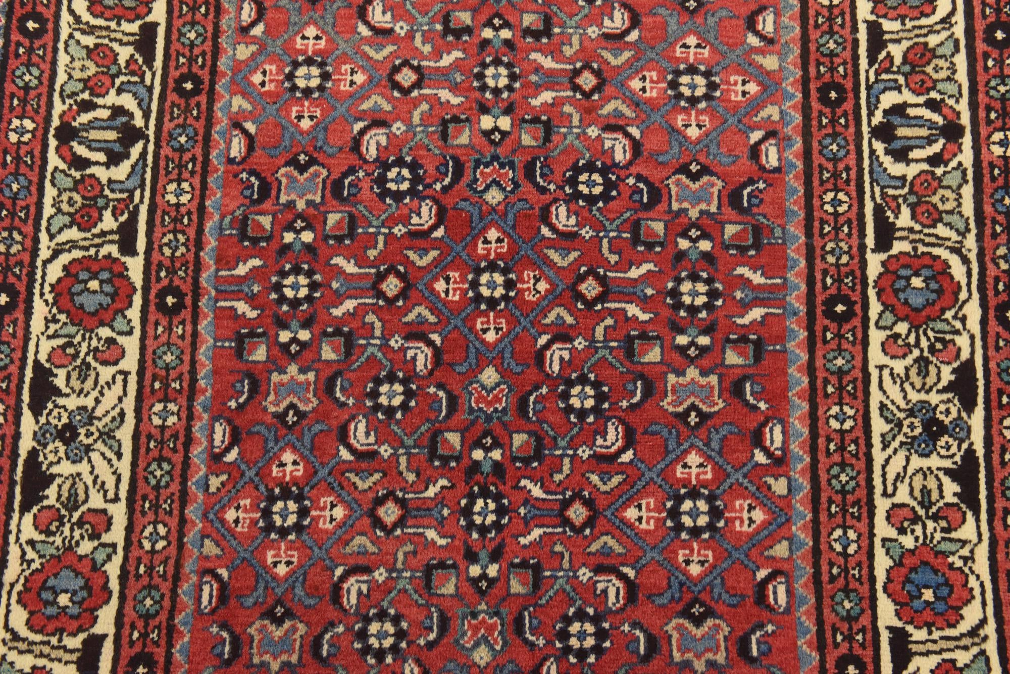 3' 6 x 9' 6 Hand Knotted Hossainabad Persian Wool Runner Rug