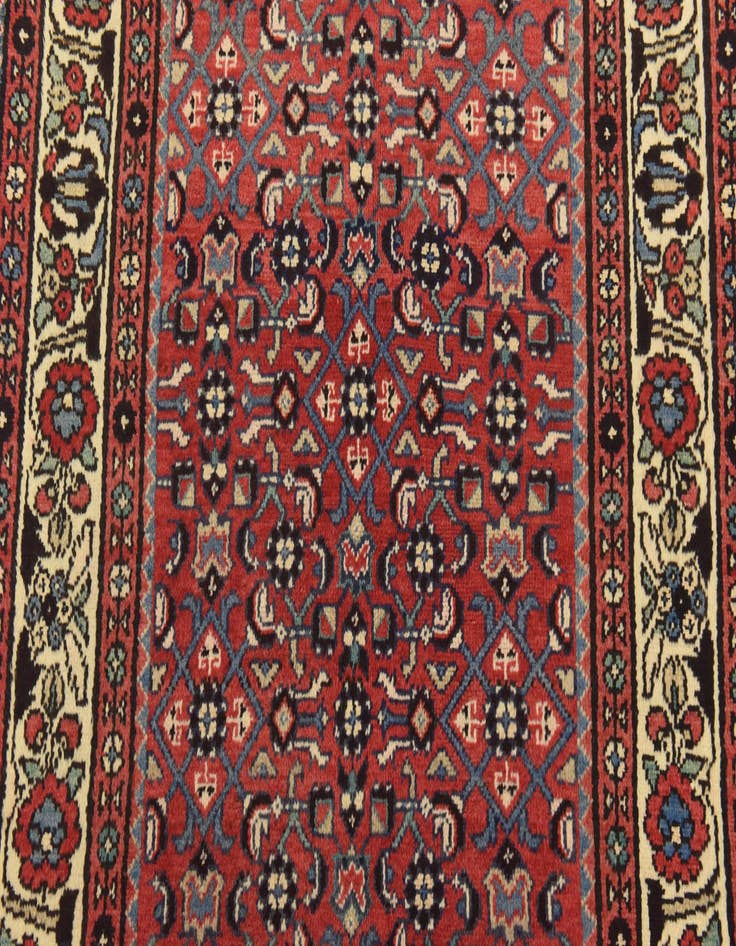 Detail image of 3' 6 x 9' 6  Hand Knotted Hossainabad Persian Wool Runner Rug