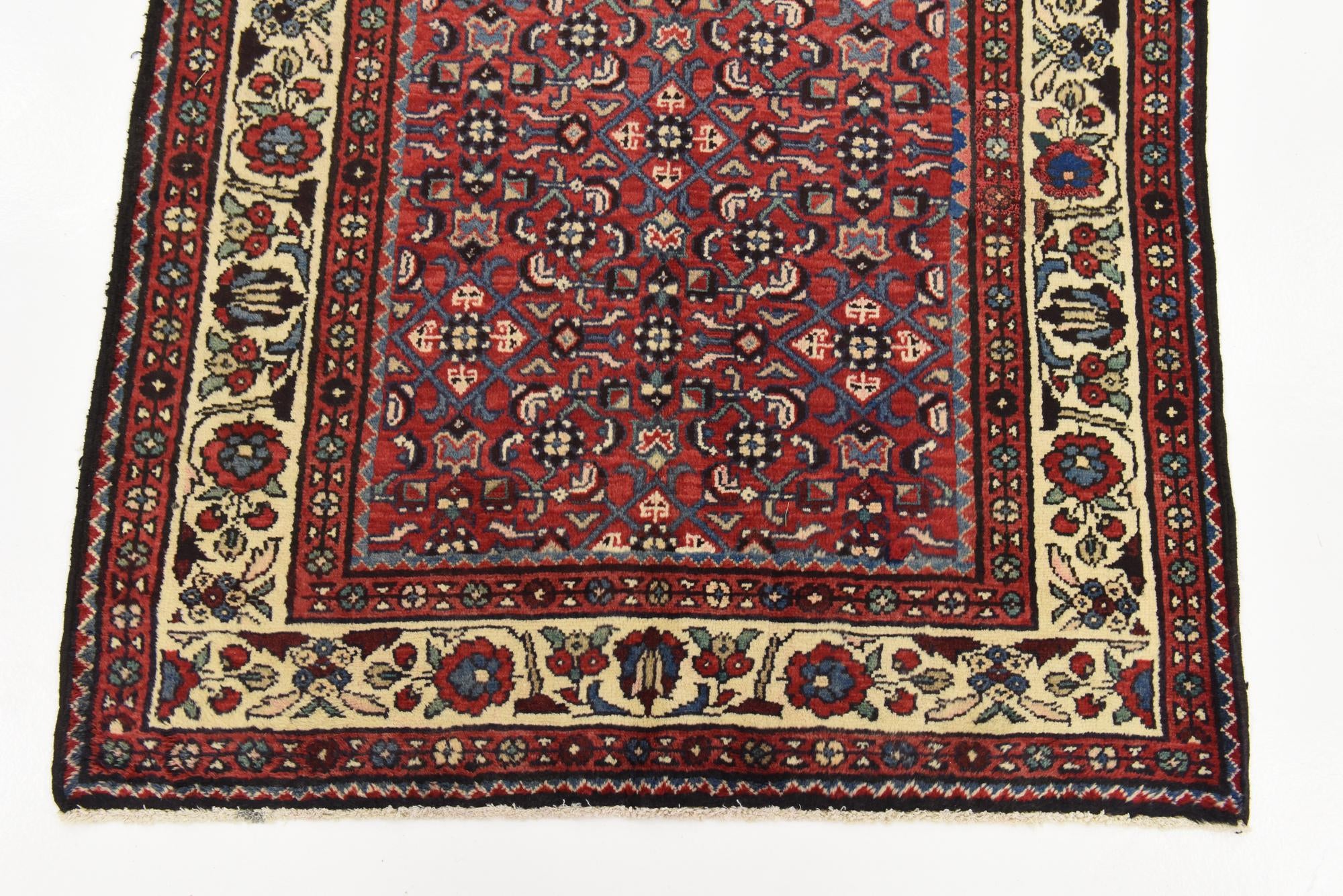 3' 6 x 9' 6 Hand Knotted Hossainabad Persian Wool Runner Rug