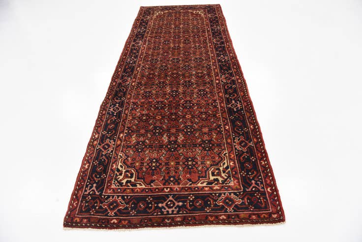 Detail image of 3' 8 x 9' 10 Hand Knotted Hossainabad Persian Wool Runner Rug