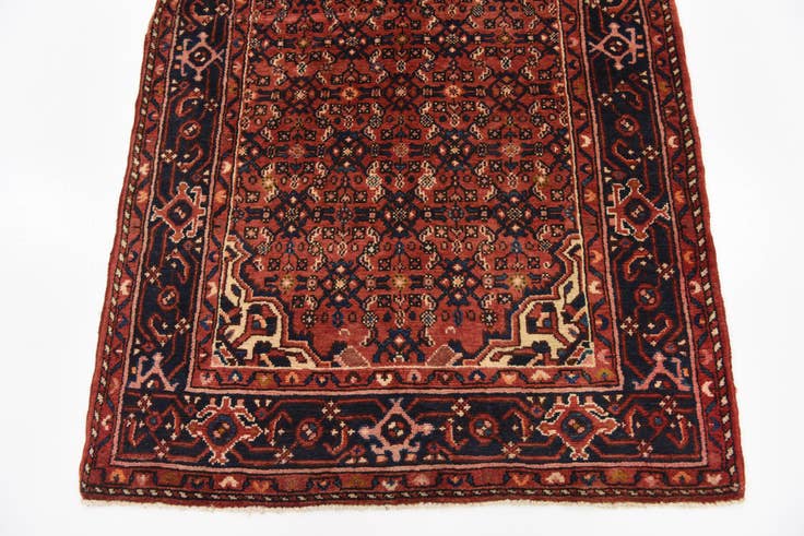 Detail image of 3' 8 x 9' 10 Hand Knotted Hossainabad Persian Wool Runner Rug