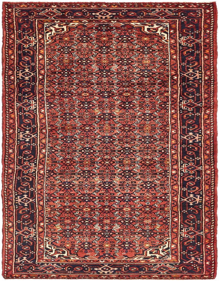 Detail image of 3' 8 x 9' 10 Hand Knotted Hossainabad Persian Wool Runner Rug
