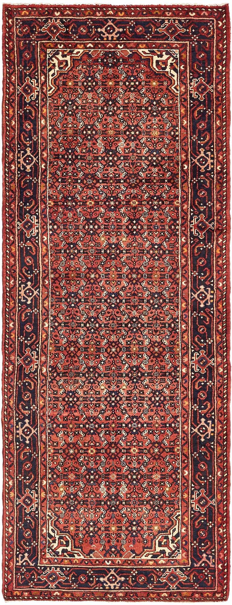 3' 8 x 9' 10 Hand Knotted Hossainabad Persian Wool Runner Rug