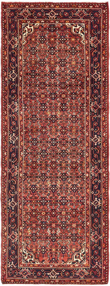 Detail image of 3' 8 x 9' 10 Hand Knotted Hossainabad Persian Wool Runner Rug