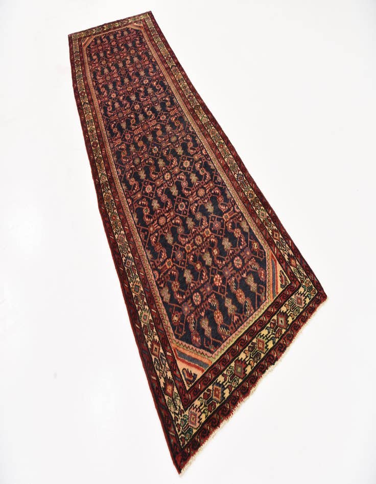 Detail image of 3' 6 x 9' 8  Hand Knotted Hossainabad Persian Wool Runner Rug