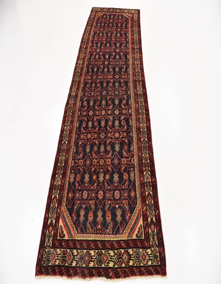 Detail image of 3' 6 x 9' 8  Hand Knotted Hossainabad Persian Wool Runner Rug