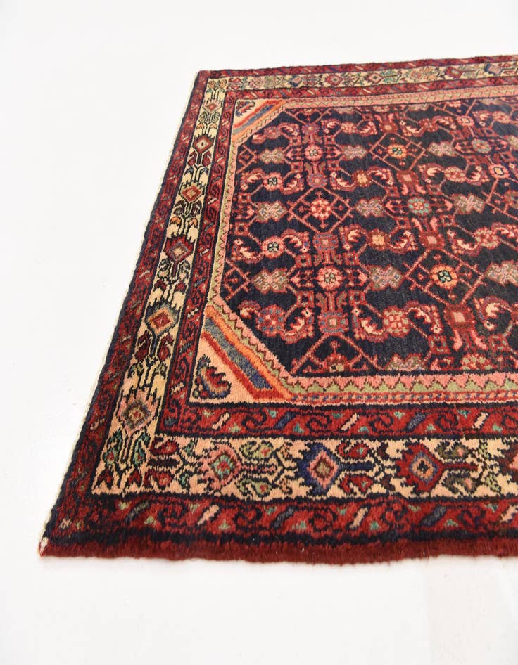 Detail image of 3' 6 x 9' 8  Hand Knotted Hossainabad Persian Wool Runner Rug