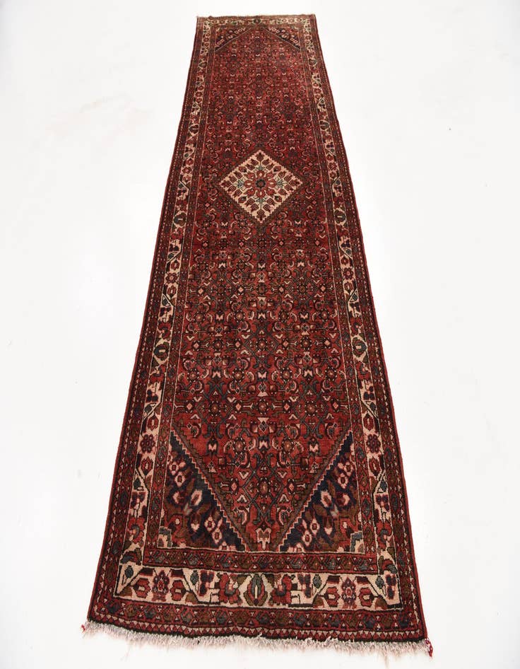 Detail image of 3' 9 x 9' 8  Hand Knotted Hossainabad Persian Wool Runner Rug