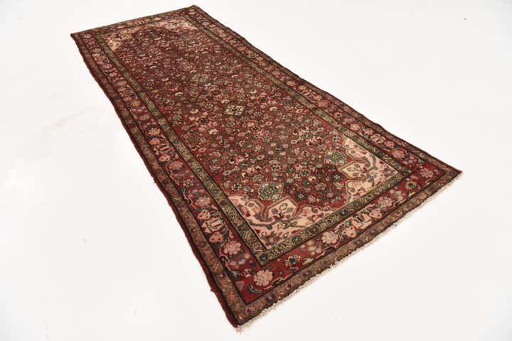 4' x 9' 7 Hand Knotted Hossainabad Persian Wool Runner Rug
