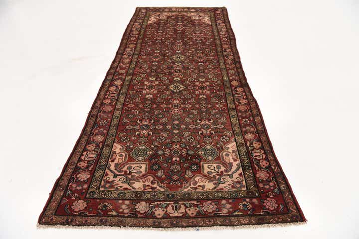 4' x 9' 7 Hand Knotted Hossainabad Persian Wool Runner Rug